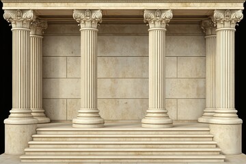 Obraz premium Neoclassical temple with ornate columns and stone steps, ideal for history and architecture themes.