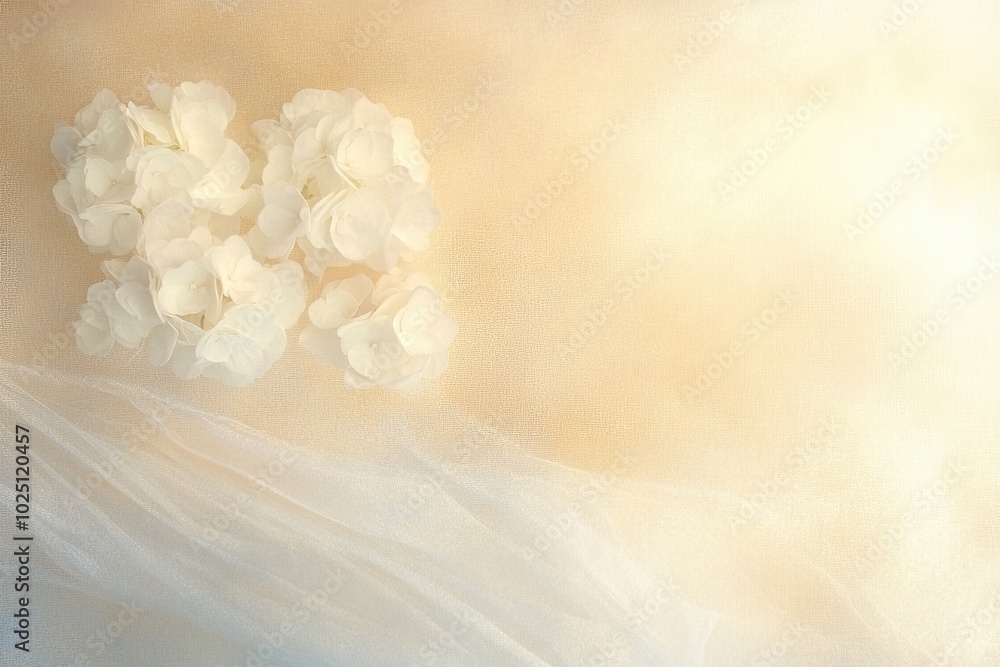 Poster softly lit white hydrangeas on a textured surface create a minimalist look