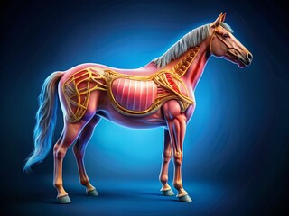 Obraz premium Detailed Anatomy Model of Horse Intestine for Educational Purposes in Veterinary Science and Animal Health Studies