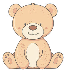 PNG Teddy bear flat illustration outdoors snowman cartoon.