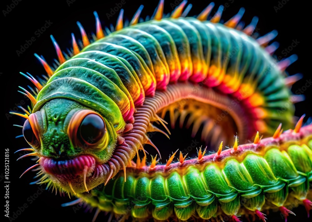 Poster detailed close-up of a worm under a microscope showcasing intricate structures and biological featur