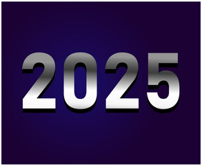2025 Happy New Year Abstract Blue And Gray Design Logo Symbol Vector Illustration