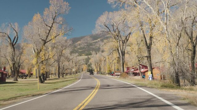 POV Driving Car to North Clear Creek Falls near Creede and Lake City, Colorado During Fall Season