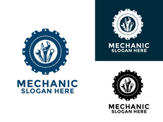 Mechanic logo design, services,engineering,repair, maintenance work logo vector template