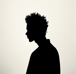 Silhouette of a man, front view, against a white background, with no face visible Generative AI