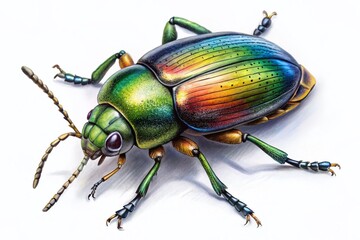 Fototapeta premium Detailed Sketch of a Beetle: Captivating Insect Art for Nature Lovers and Entomology Enthusiasts in Black and White