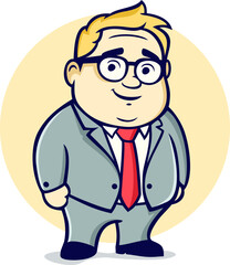Funny Fat Business Man Cartoon Illustration