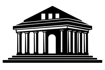 Roman temple vector silhouette | vector silhouette illustration on white background