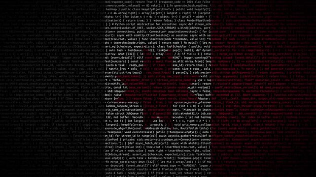 Binary code on flag of Udmurtia. Program source code or Hacker concept on Udmurt flag. Udmurtia digital technology security, hacking or programming