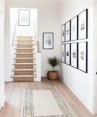 corridor in a house with art on wall