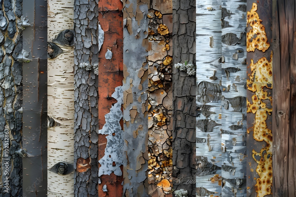 Poster a beautiful array of textured tree bark patterns