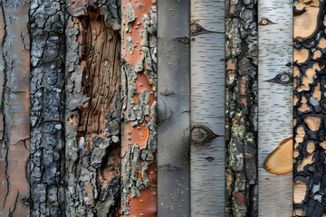 A Beautiful Array of Tree Bark Textures Showcasing Nature's Diversity