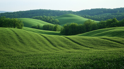 Lush green rolling hills landscape - nature