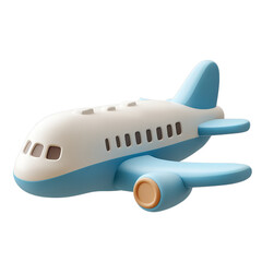 Naklejka premium PNG blue airplane 3d icon, cartoon style minimal on transparent, isolate on white background