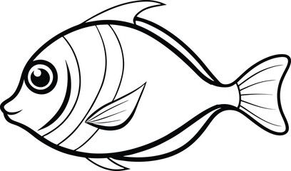 Blue tang fish outlines vector art and line art drawing illustration design. Printable coloring page of cute cartoon blue tangs fish line art underwater worksheet. Icon and Logo.