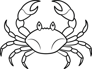 Crab outline vector art, line art illustration design. Design for seafood menu, coastal decor. Marine life and cuisine concept. Icon and Logo.