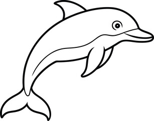 Fototapeta premium Dolphin outline vector art and line art illustration design. Dolphin Coloring Pages, Kids Coloring Book. Sea animals, summer outline coloring book for kids.