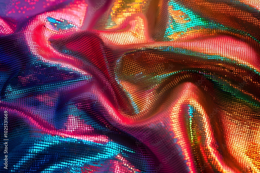 Aufkleber vibrant iridescent fabric with colorful shimmering patterns