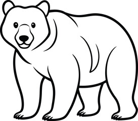 Grizzly Bear outline vector and line art illustration design. Animal like silhouette bear. Creative graphic design. Vintage poster, drawing, hand drawn wild icon and logo line art drawing.