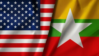 アメリカの国旗とミャンマーの国旗(America flag & Myanmar flag.)
