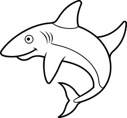 Shark vector art icon and logo. Line art illustration design. line art drawing of shark sea fish underwater outline vector minimalist illustration.