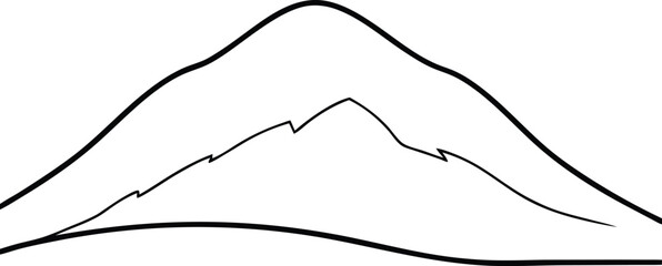 A wonderful Hill outline vector art and line art illustration design. Mountain line. Simple minimal landscape. Linear silhouette of mountains. Outline rocky peaks icon, contour line.