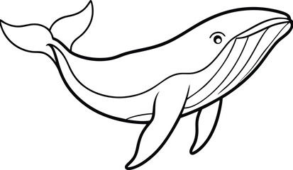 Fototapeta premium Humpback whale vector art, and line art illustration design. Humpback Whale line art vector. Whale linear sketch drawing isolated on white background.