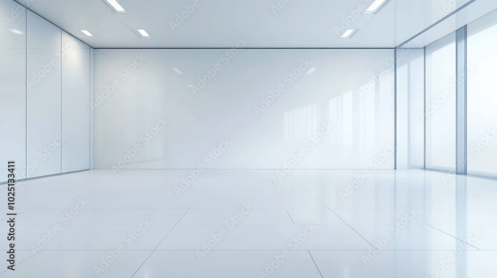 Poster clean, bright room featuring white tile floor and large windows that allow natural light to fill spa