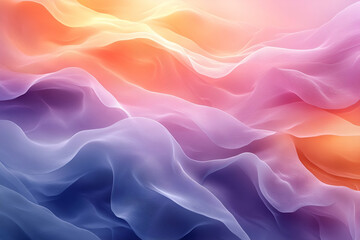Obraz premium A colorful, flowing piece of fabric with a mix of blue, purple, and pink colors. The image has a dreamy, ethereal quality to it, as if it were a painting or a piece of digital art