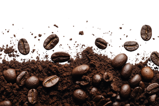 Coffee powder mix bean template isolate on white background, png die cut transparent.