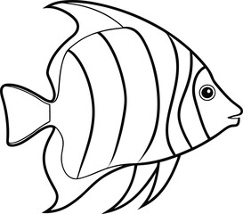 Freshwater Angelfish Outline Vector art Illustration and line art design. A graceful angelfish linear, perfect for diverse graphic projects. Icon and Logo.