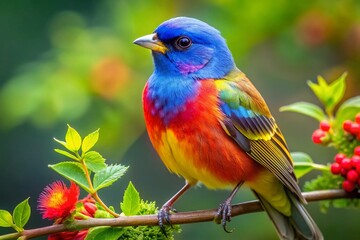 Obraz premium Diverse North American Common Birds in Their Natural Habitats Showcasing Vibrant Plumage and Behavior