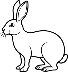 Arctic Hare outline vector. Line art illustration design. Cute cartoon arctic hare. Handwriting practice for children. Arctic Hare like Silhouette.