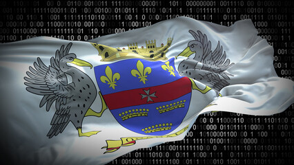 Binary code on flag of Saint Barthelemy. Program source code or Hacker concept on Saint Barthelemy...