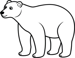 Polar Bear outline vector and line art illustration design. This is a cute and beautiful Polar Bear line art images, Polar Bear outline drawing, Polar Bear vector art.