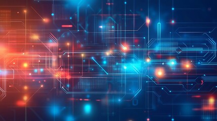 Obraz premium Digital Abstract Technology Background: A 2D Illustration Showcasing Modern Design Elements and Innovative Concepts in a Vibrant and Creative Format