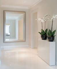 modern hallway with mirror