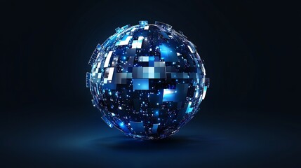 Creative Abstract 3D Pixel Sphere Vector Logo Design Template Featuring a Colored Silver Blue Concept Icon for Modern Branding and Visual Identity.