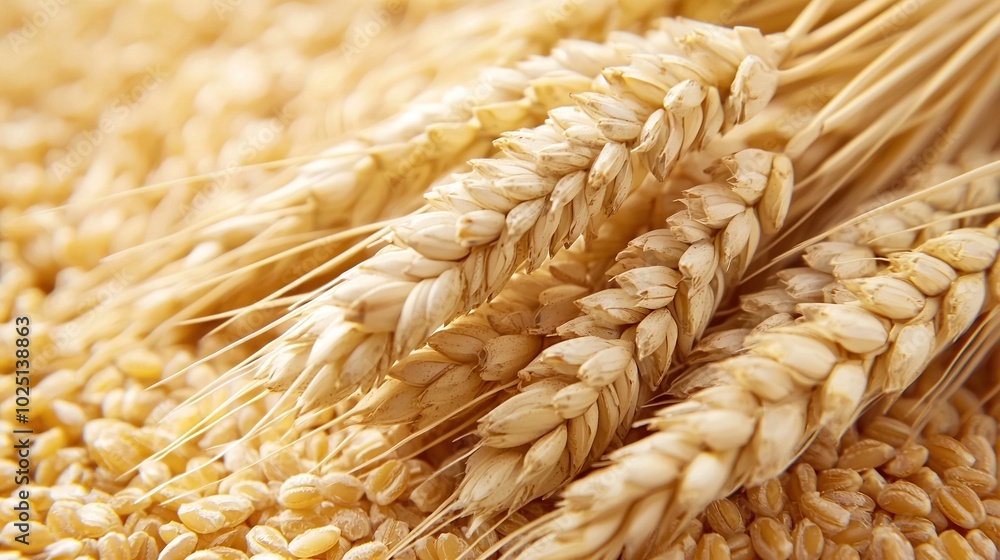 Poster a close-up of wheat awaiting cutting before storage in a container