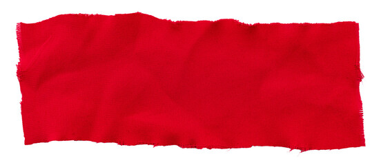 A piece of red satin fabric on a white background. Isolate a crumpled piece of fabric