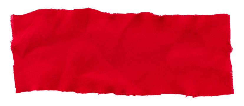 A piece of red satin fabric on a white background. Isolate a crumpled piece of fabric