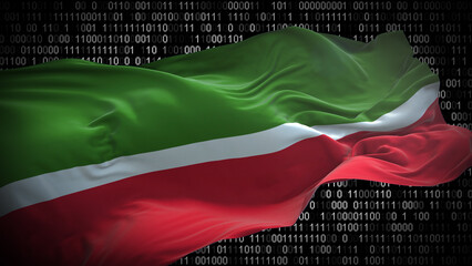 Binary code on flag of Tatarstan. Program source code or Hacker concept on Tatarstan flag....