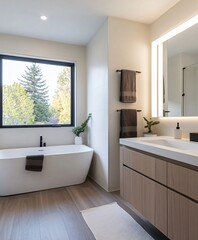 modern bathroom interior and window