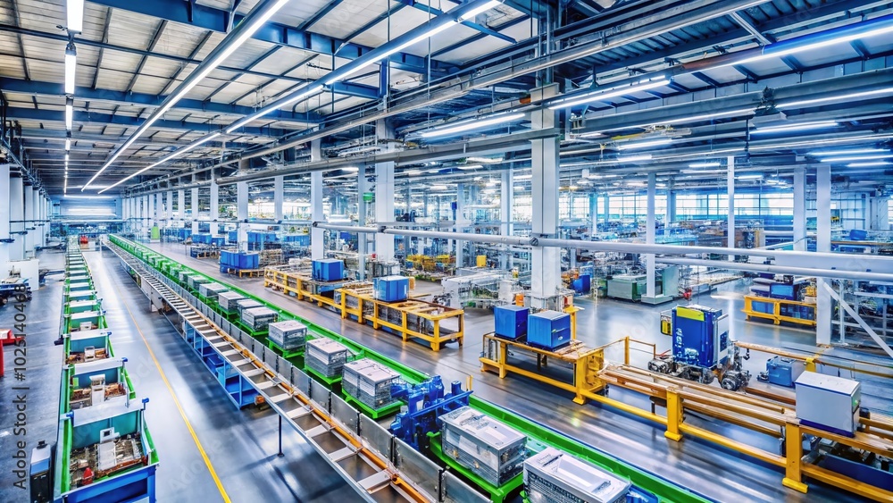 Poster efficient production line in modern factory for streamlined manufacturing processes and quality cont