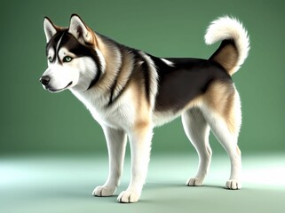 Obraz premium 3D Illustration Art, Closeup Shot of A Siberian Husky Dog, Isolated over a Background