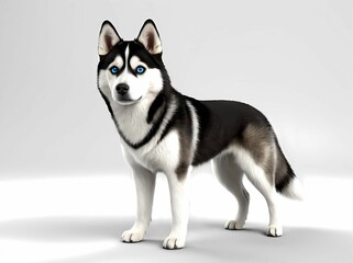 Fototapeta premium 3D Illustration Art, Closeup Shot of A Siberian Husky Dog, Isolated over a Background