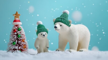 Fototapeta premium The Polar Bears in Hats