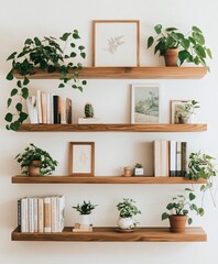 interior design shelves with plants