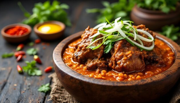 Isi Ewu Goat Head Stew Garnished with Onions and Herbs (Igbo Cuisine)