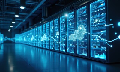 Fototapeta premium Advanced Cloud Computing Data Center Visualization